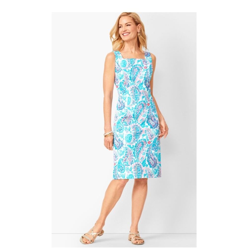 Talbots FRESCO PAISLEY SHEATH DRESS Size 12 NEW with Tags - Picture 1 of 13